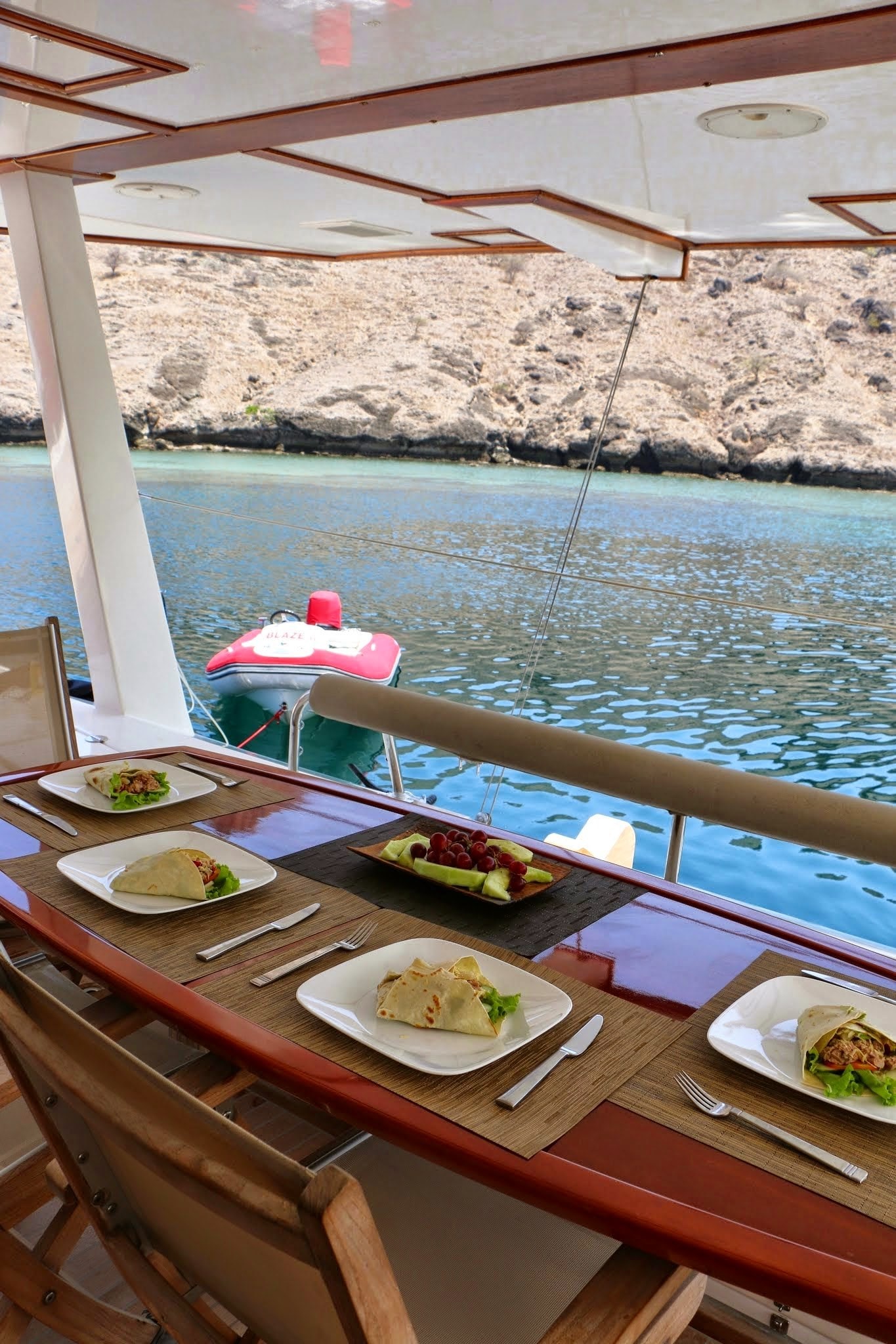 Dining aboard Blaze II