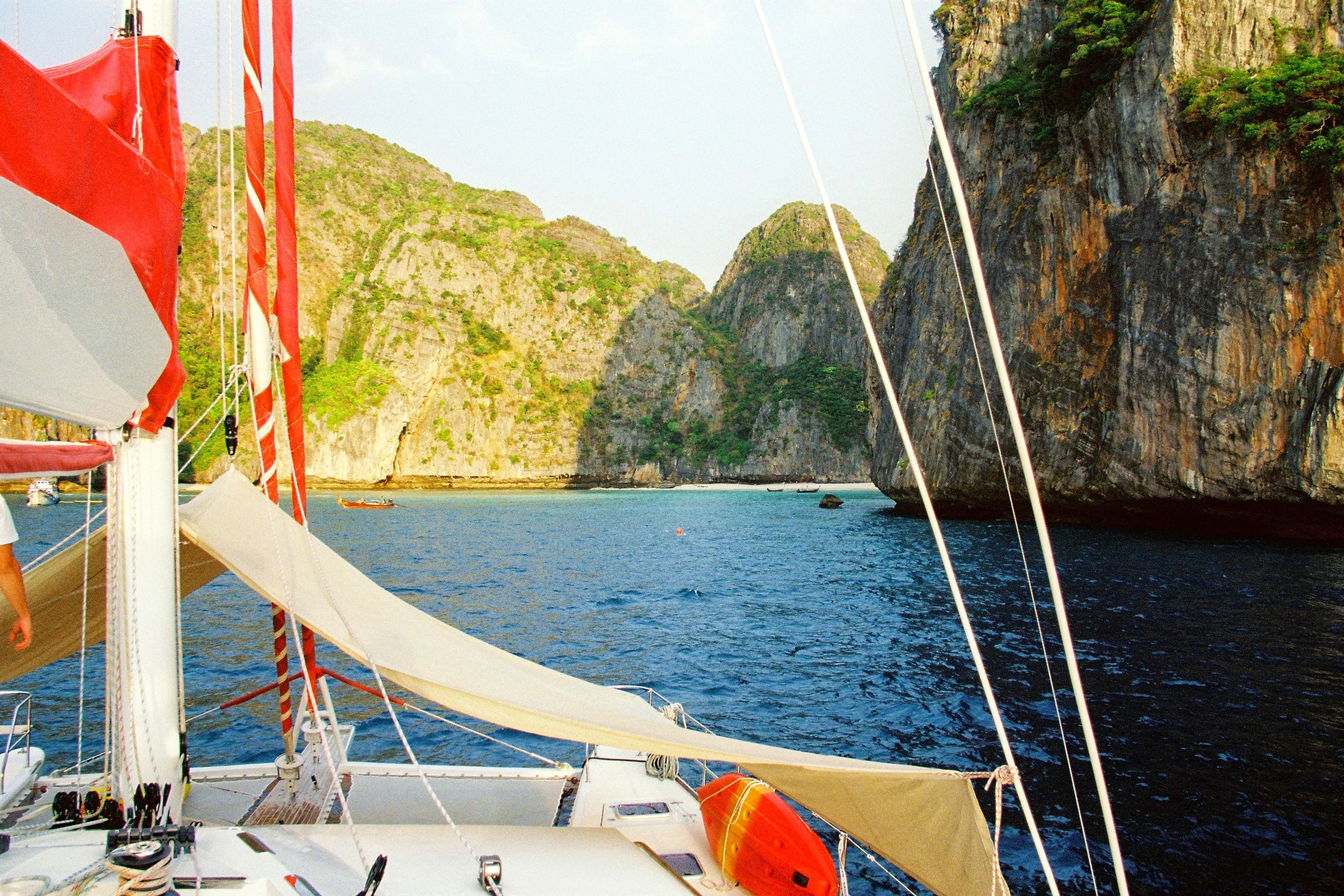 The foredeck trampolines